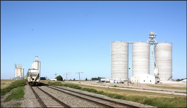 railroad and storage bins
