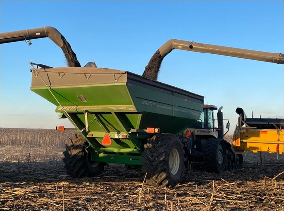 Truck in field during harvest