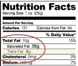 NuSun nutrition facts label